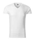 t-shirt męski v-neck slim fit, nadruk bezpośredni – biały (00)